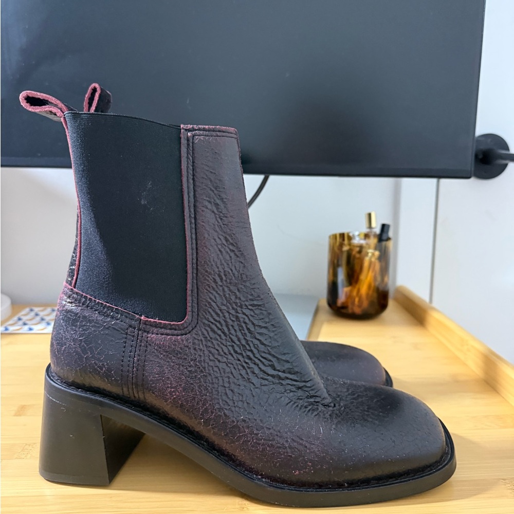 Chic Black and Burgundy Ankle Boots